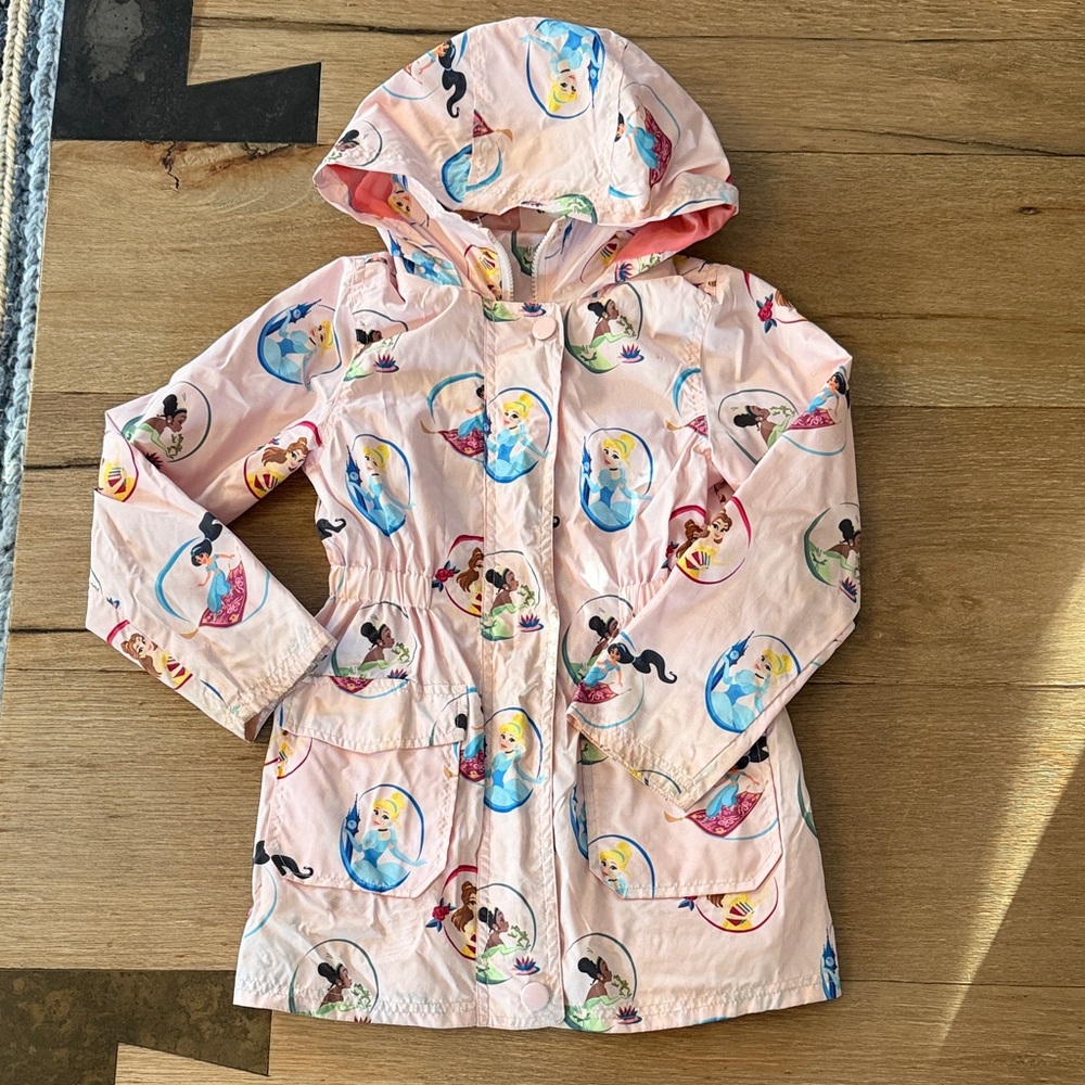 Disney Pink princesses (Cinderella, Belle, Tiana, Jasmine) Raincoat for Kids